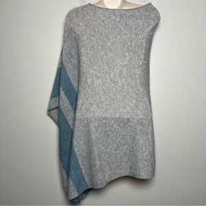 Celeste Women Poncho Sweater One‎ Size Wool Cashmere Stripe Gray Luxury Scoop